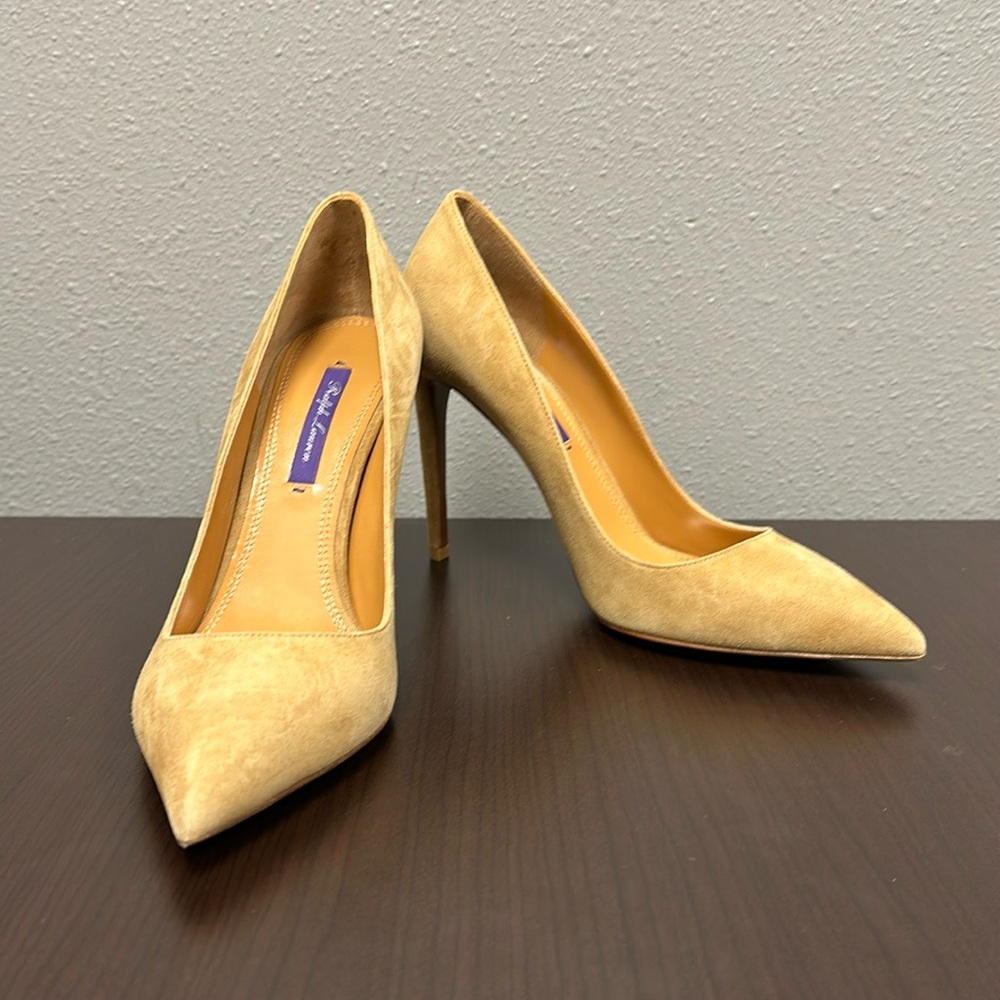Ralph Lauren Purple Label suede tan heels